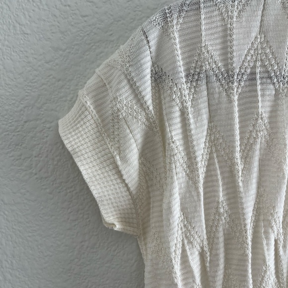 MISSONI | Knit Button Front Short Sleeve Cardigan Top in Cream/White | Size US 6 - Picture 2 of 7